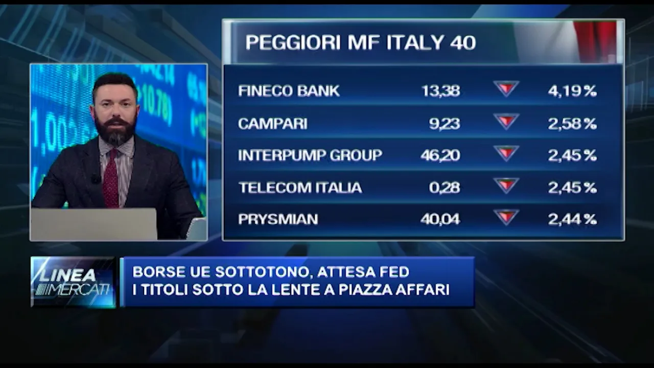 Borse oggi in diretta Piazza Affari chiude in calo (-0,6