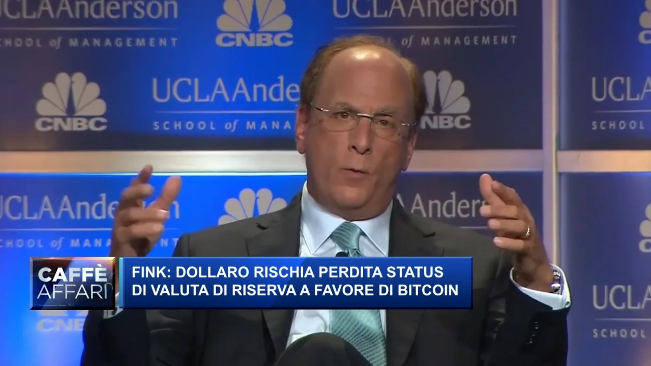 BlackRock, Fink avverte: il dollaro rischia di perdete status di valuta di riserva a favore di Bitcoin
