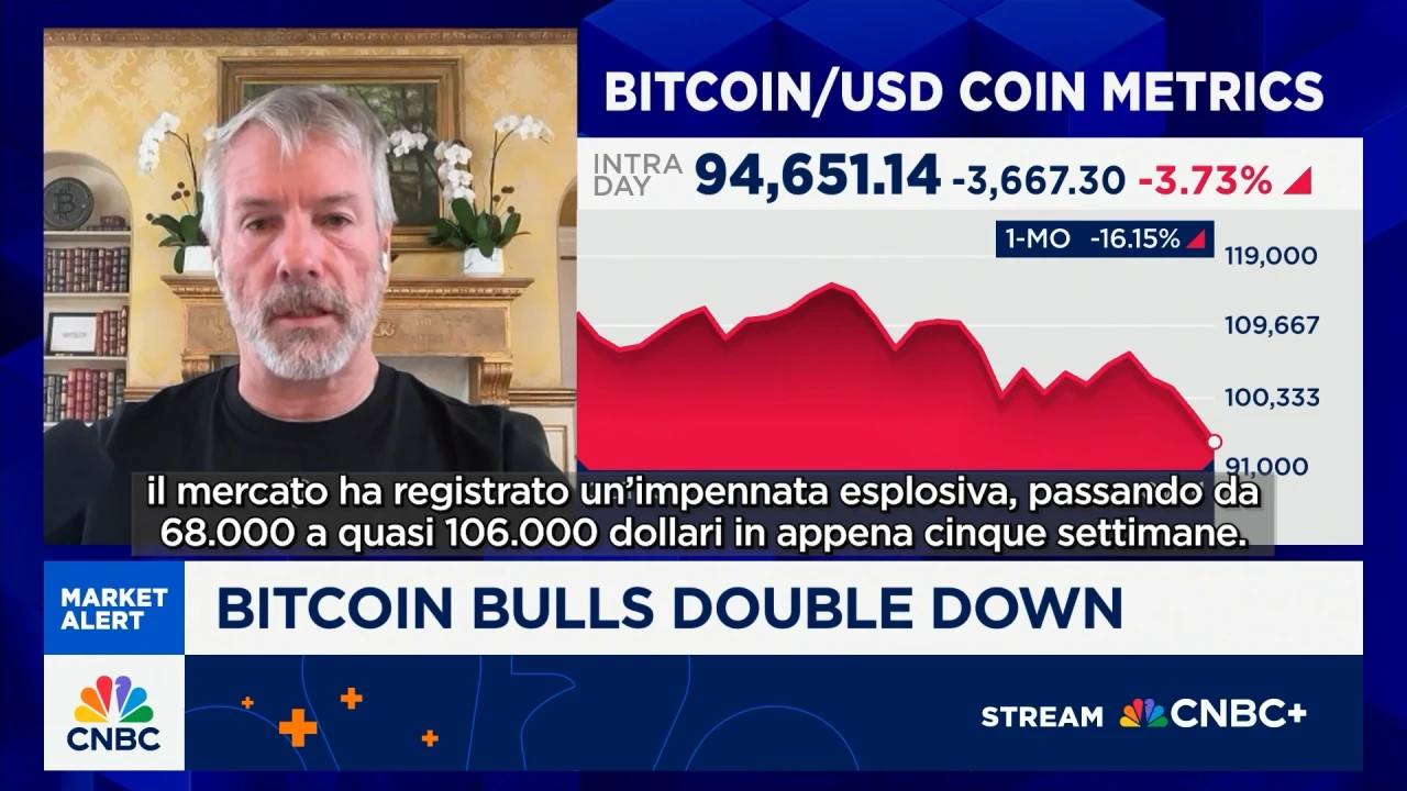 Bitcoin sotto i 100.000 dollari, Michael Saylor rassicura ma avverte:  bisogna essere preparati