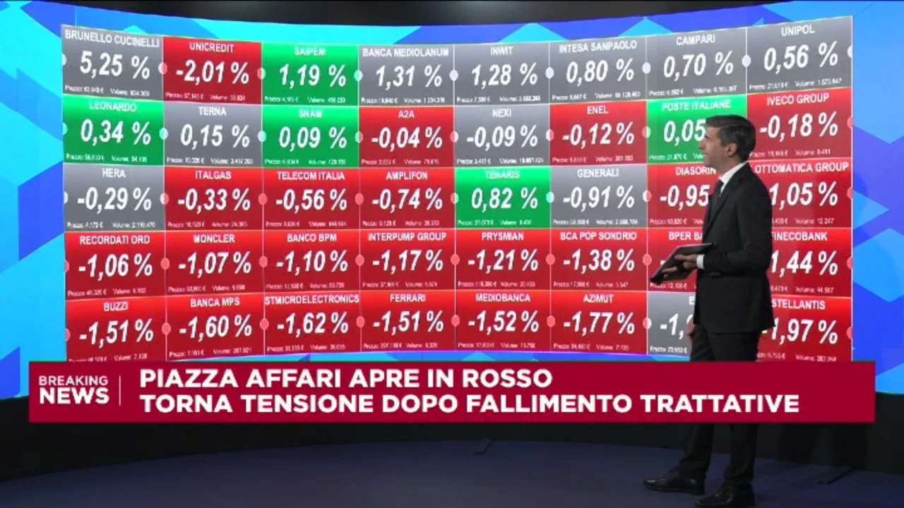 Piazza Affari apre in rosso