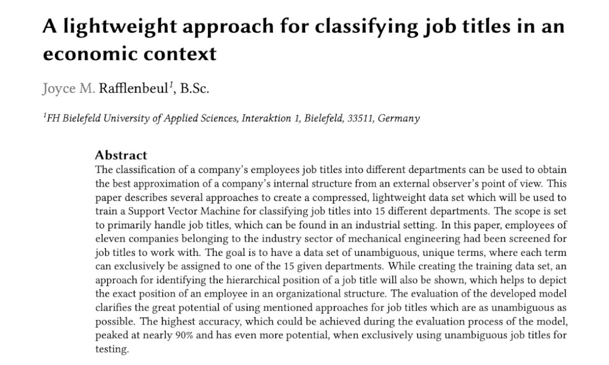 A lightweight approach for classifying job titles in an economic context A lightweight approach for classifying job titles in an economic context