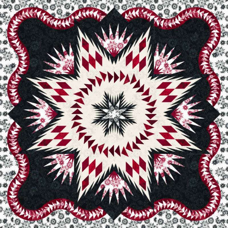 Glacier Star in Black and Red ~ 60" x 60" ~ in Forever Collection by Timeless Treasures