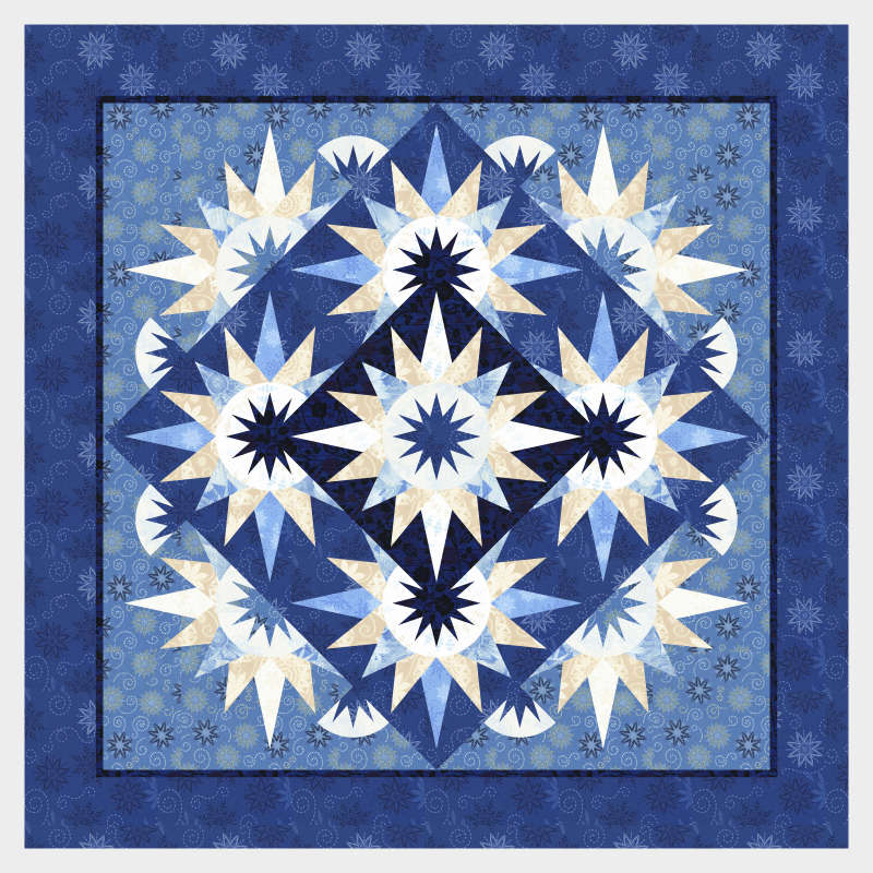 Arizona Cactus in Bohemian Blues by Judy and Judel Niemeyer and Timeless Treasures