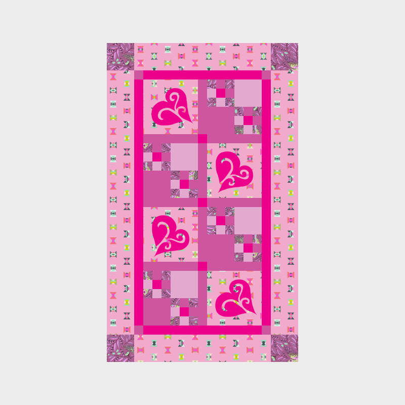 Snowy Hearts Table Runner in Tula Pink