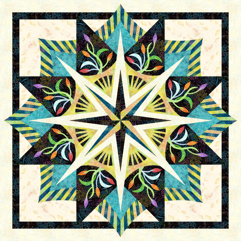 Rain Forest Blossoms in Timeless Treasures 68 in x 68 in Wall