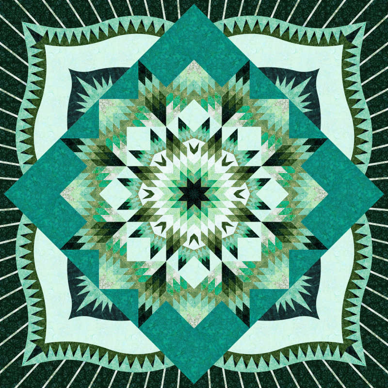 Starry Nights Queen in Emerald Mini Collection Timeless Treasures 99 x 99