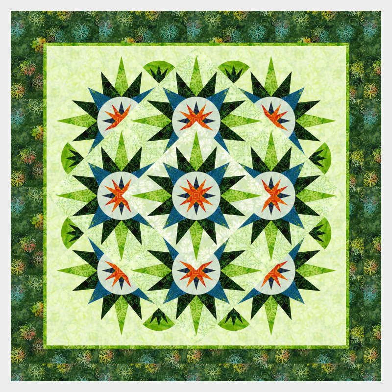 Arizona Cactus (2018) 42 in x 42 in Tonga Batik Mandarin Grove Collection