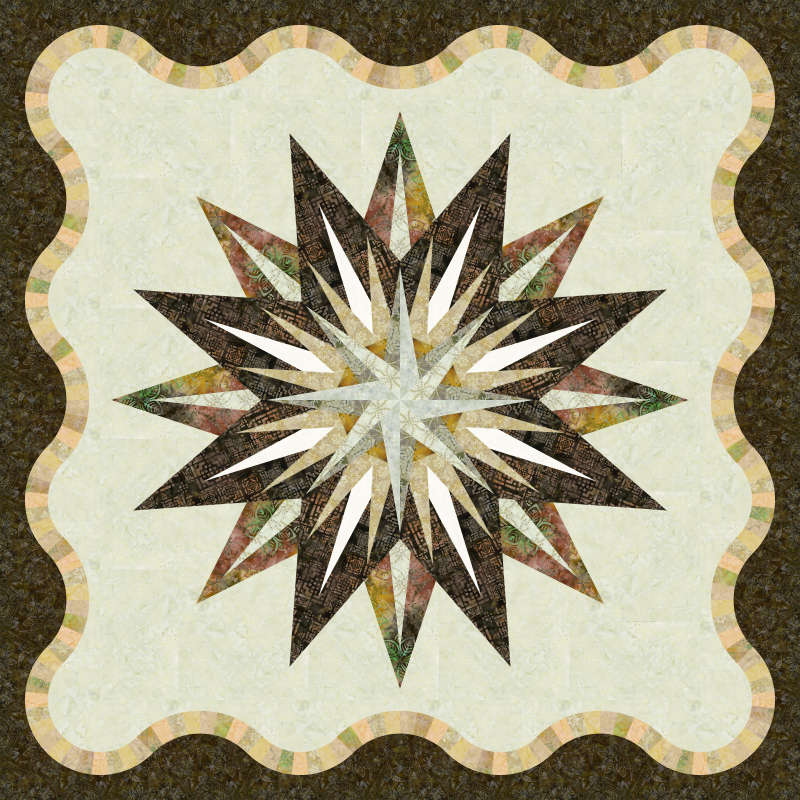 Vintage Compass in Gunpowder Tonga Batiks
