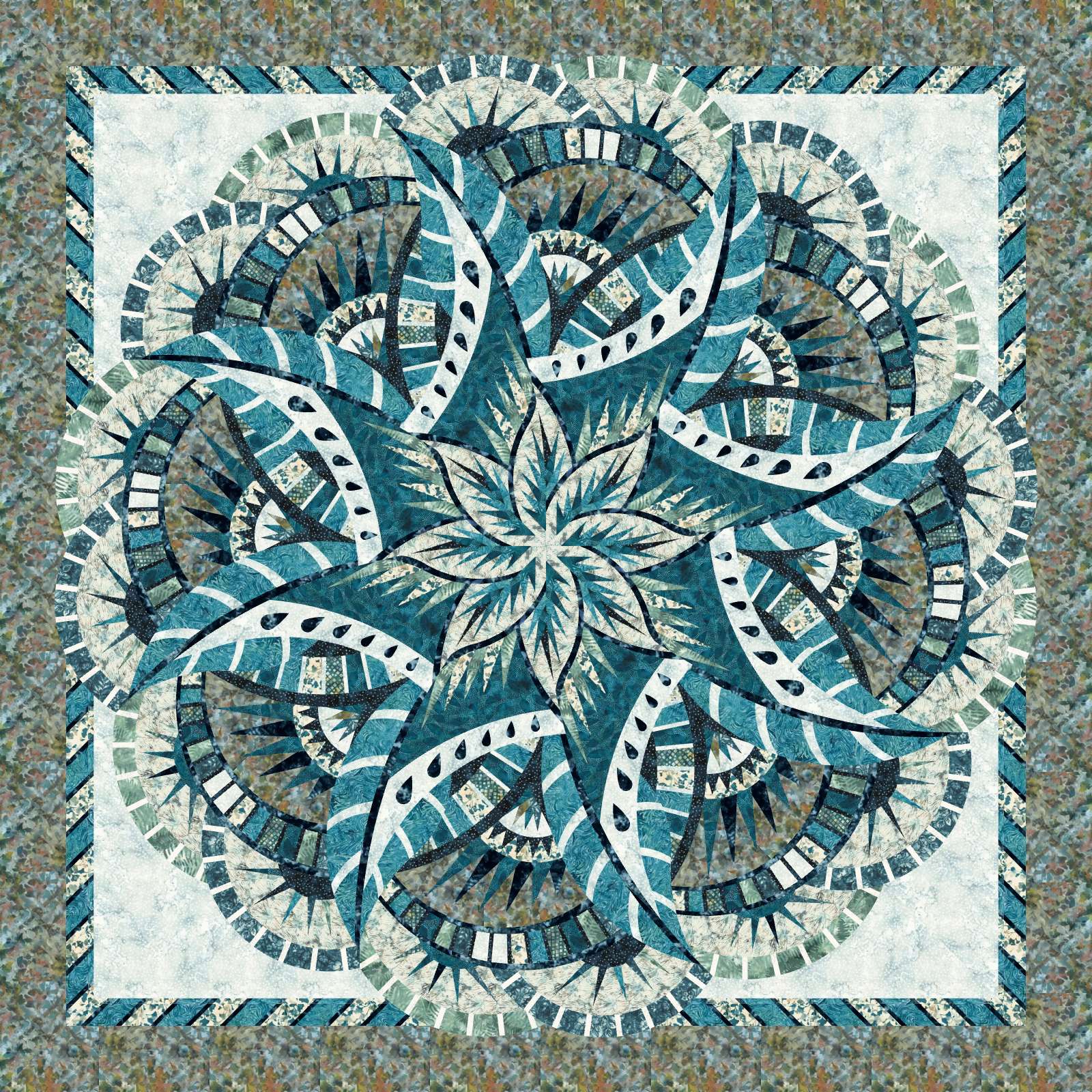 CR queen Hoffman Shoreline Batiks Coral Reef Queen Technique of