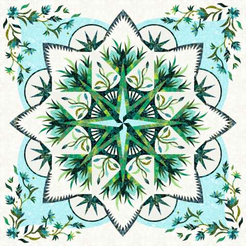 Valley Blossoms in Waterfall and Palm Tree 2