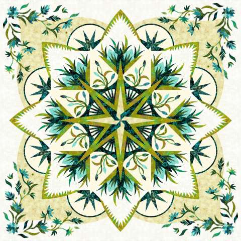 Valley Blossoms in Waterfall and Palm Tree