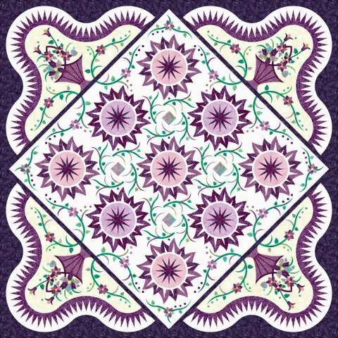 Pocket Full of Posies Purple • 99x99 • 3 Left $379.00 Fabric Only $588.00 Kit with Pattern