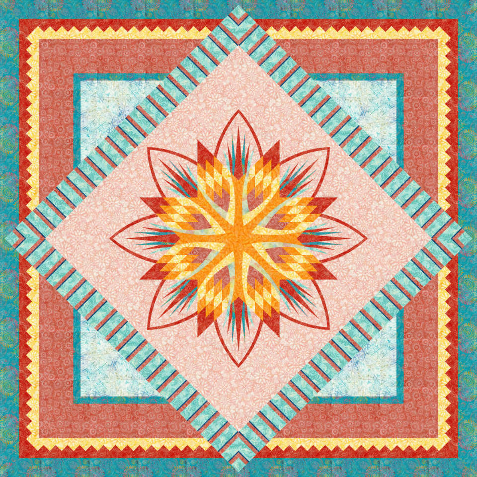 Debs Pretty Quilt Cattail Mixer Queen Quiltster