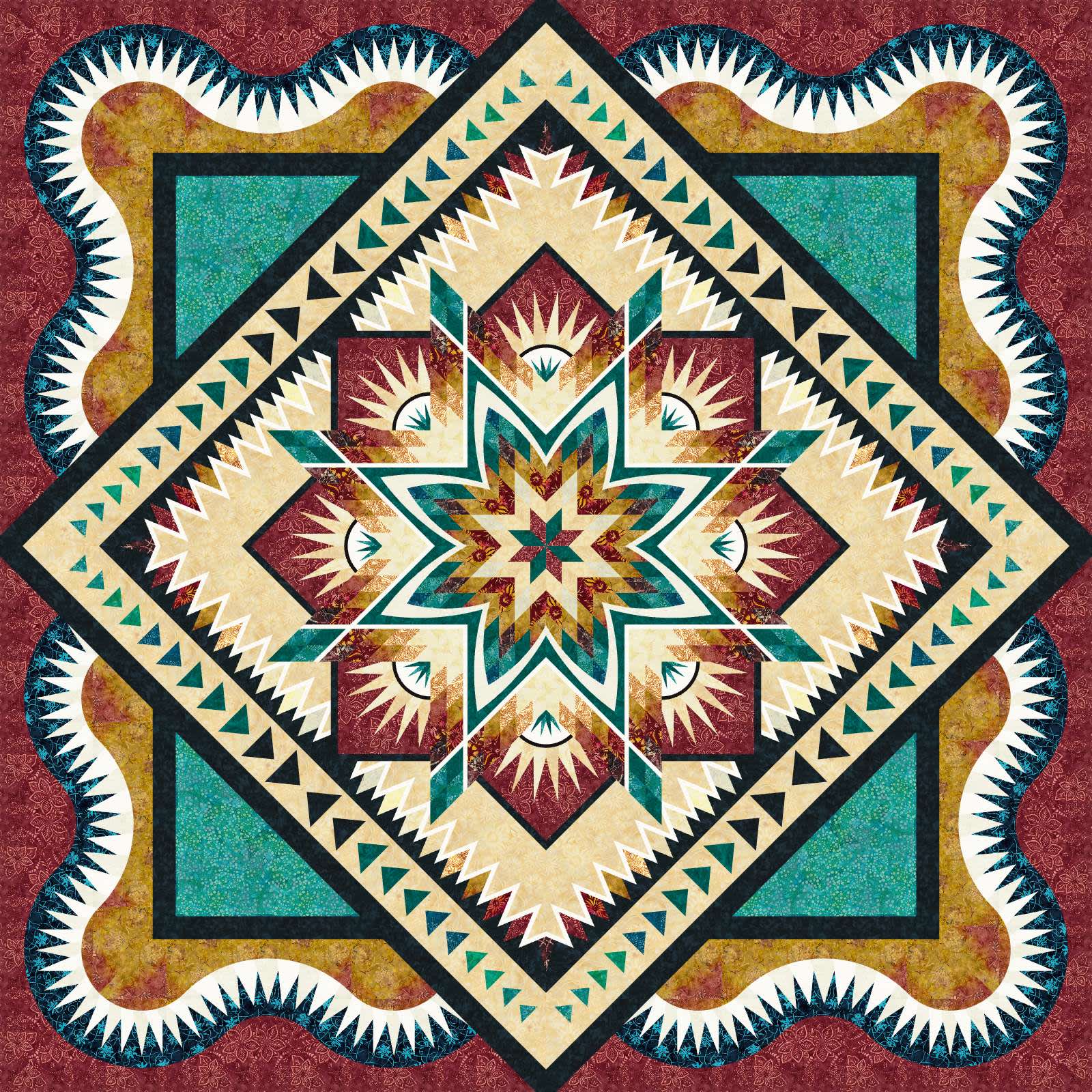 Cape Cod Garden Southwest • 118x118 Fabric Only Kit: $445.00 Sale: $356.00 Kit with Replacement Papers: $535.00 Sale: $428.00 Kit with Pattern: $569.50 Sale: $455.60