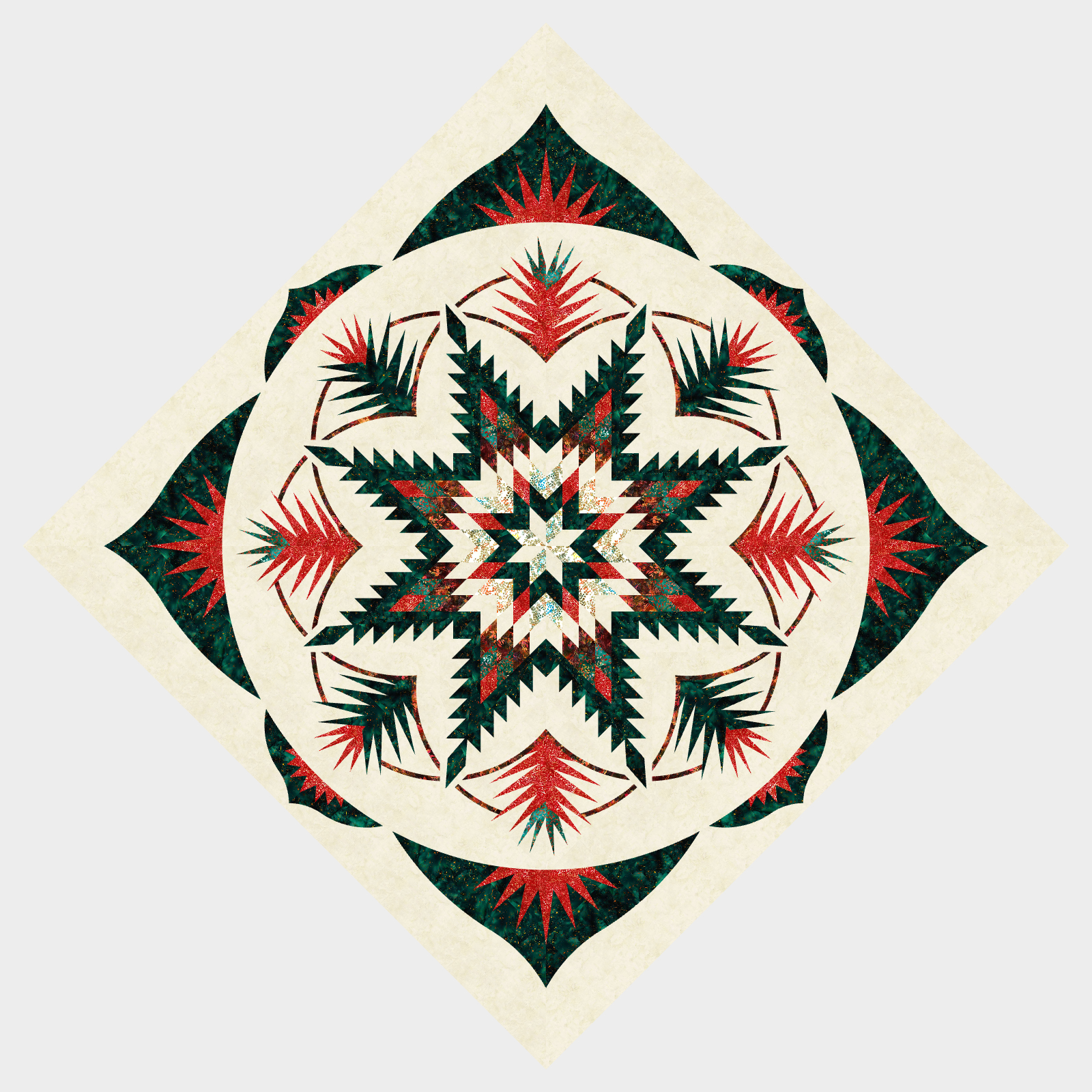 Christmas Cactus Queen in Hoffman Batiks Cover Quilt