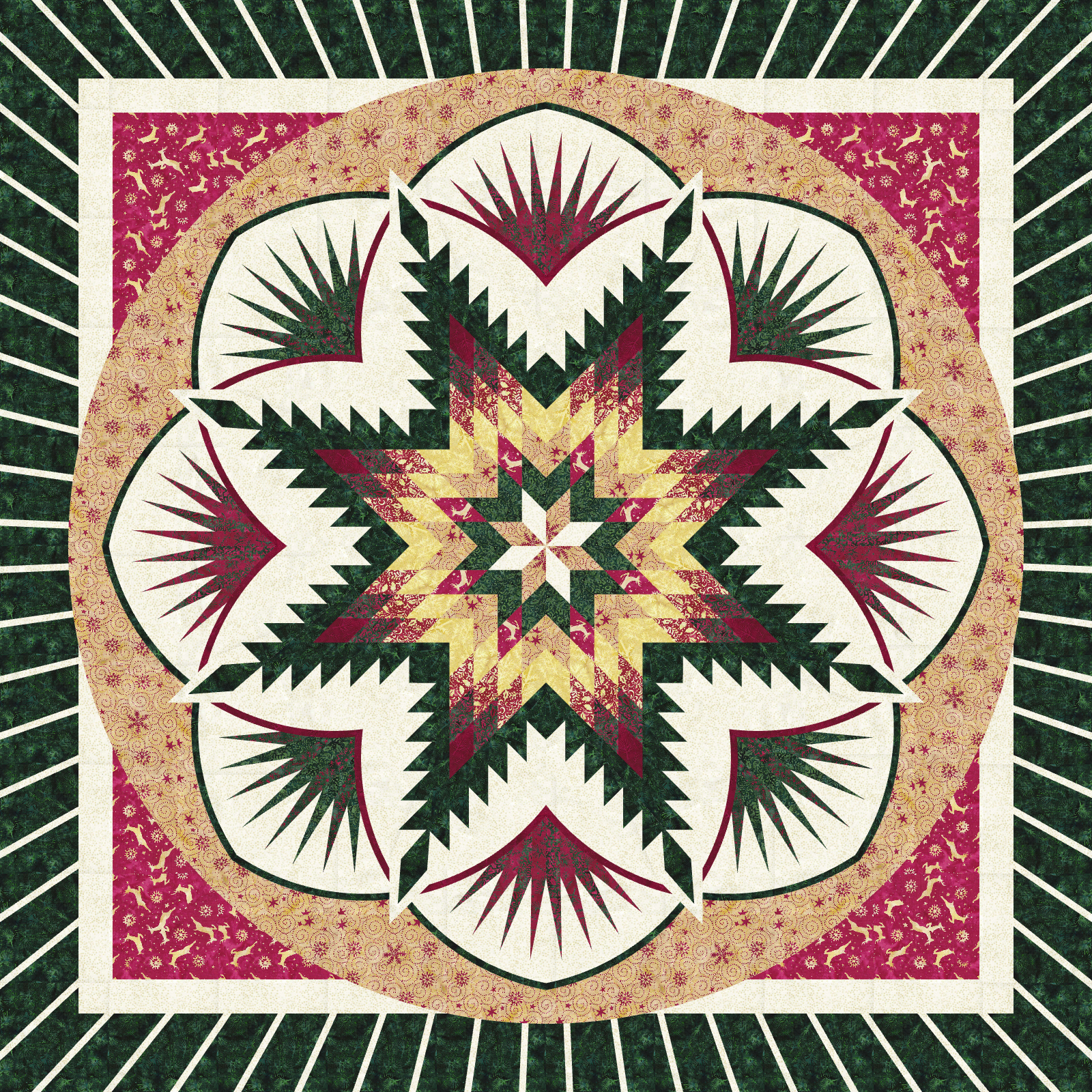 Christmas Cookie  Squared Up Quilt 80 in Island Batik