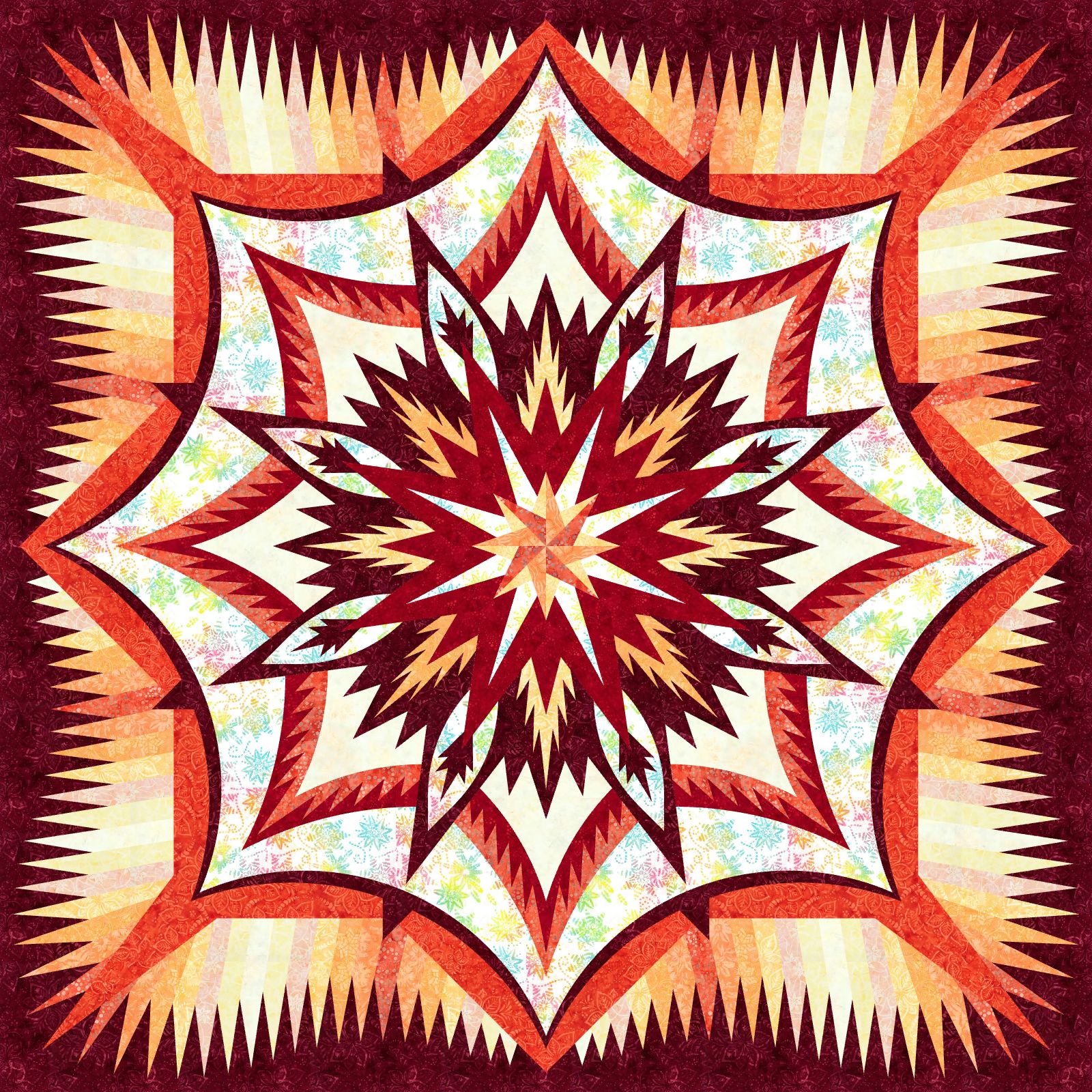 Cajun Spice • 85x85 • 2 Left Fabric Only Kit: $306.50 Sale: $245.20 Kit with Replacement Papers: $374.00 Sale: $299.20 Kit with Pattern: $400.50 Sale: $320.40