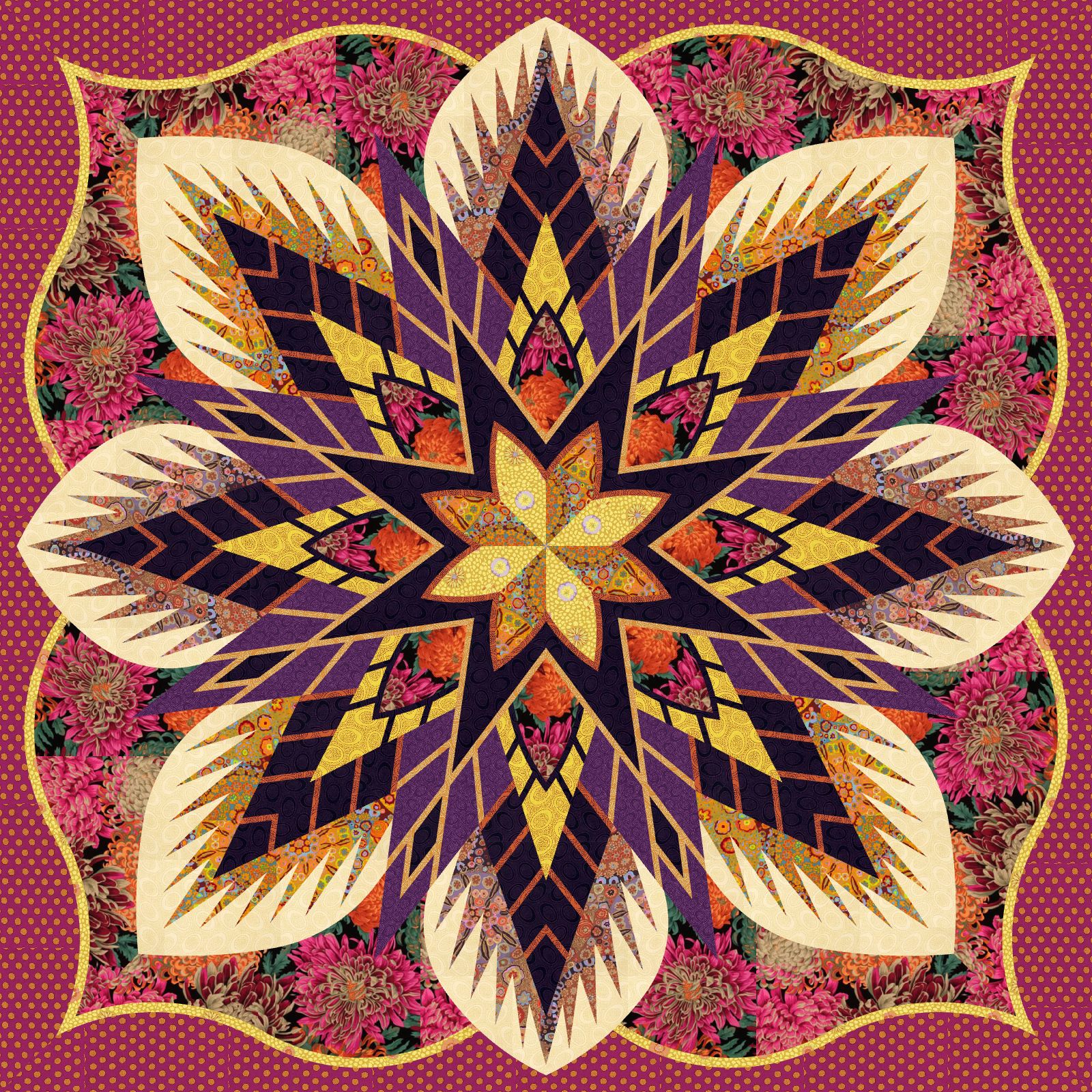 Bali Wedding Star Apple Cider Quiltworx Strip Set Tonga Batiks • 80x80 $362.00 Fabric Only $425.00 Kit with Replacement Papers $456.50 Kit with Pattern