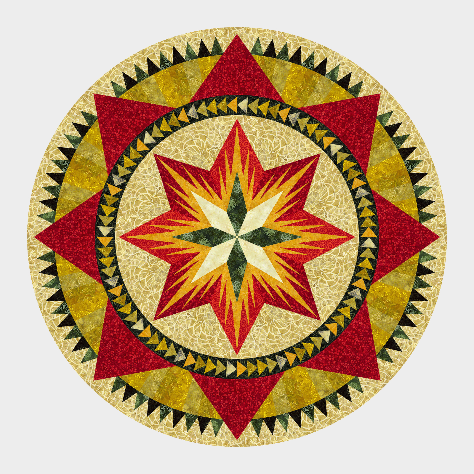 Christmas Celebration Tree Skirt 70 in Expansion Template for the Cedar And Sleighbells Red and Gold Tree Skirt Cover Quilt