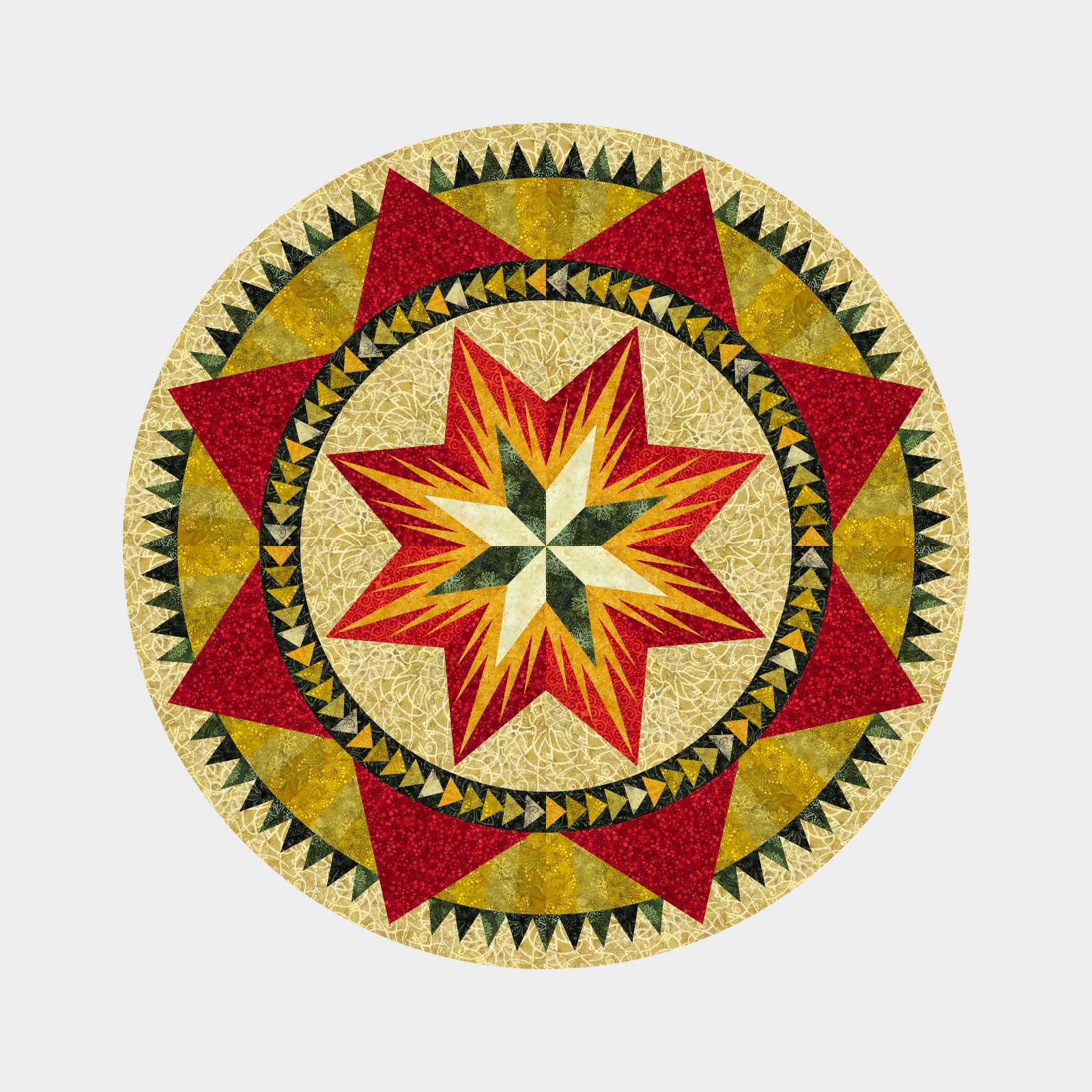 Christmas Celebration Tree Skirt in Tonga Batik Cedar and Sleighbells 80 in Square up