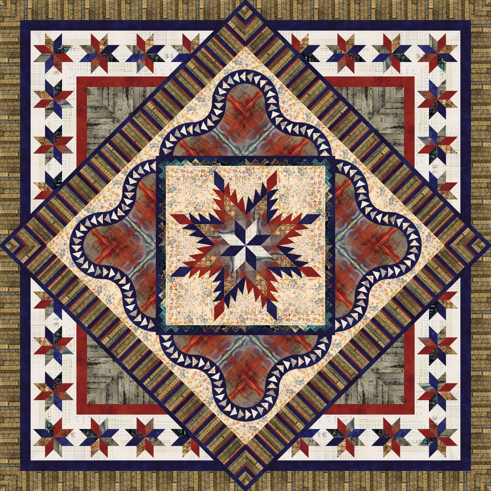 Tuscan Sunset in Tim Holtz Video Sample • 99x99 • 2 Left Kit with Replacement Papers: $402.00 Sale: $321.60 Kit with Pattern: $430.00 Sale: $344.00