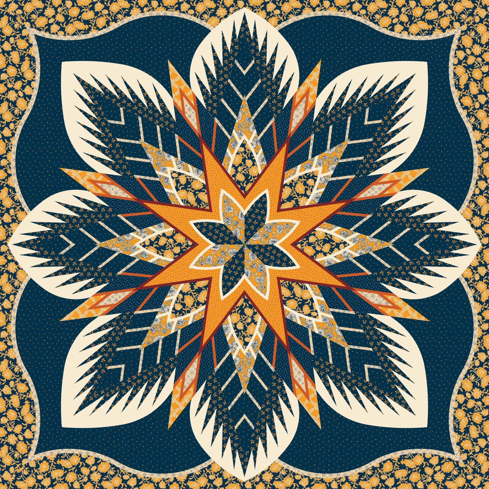 Cabaret in Apple Basket • 80x80 $256.50 Fabric Only $324.00 Kit with Replacement Papers $353.00 Kit with Pattern