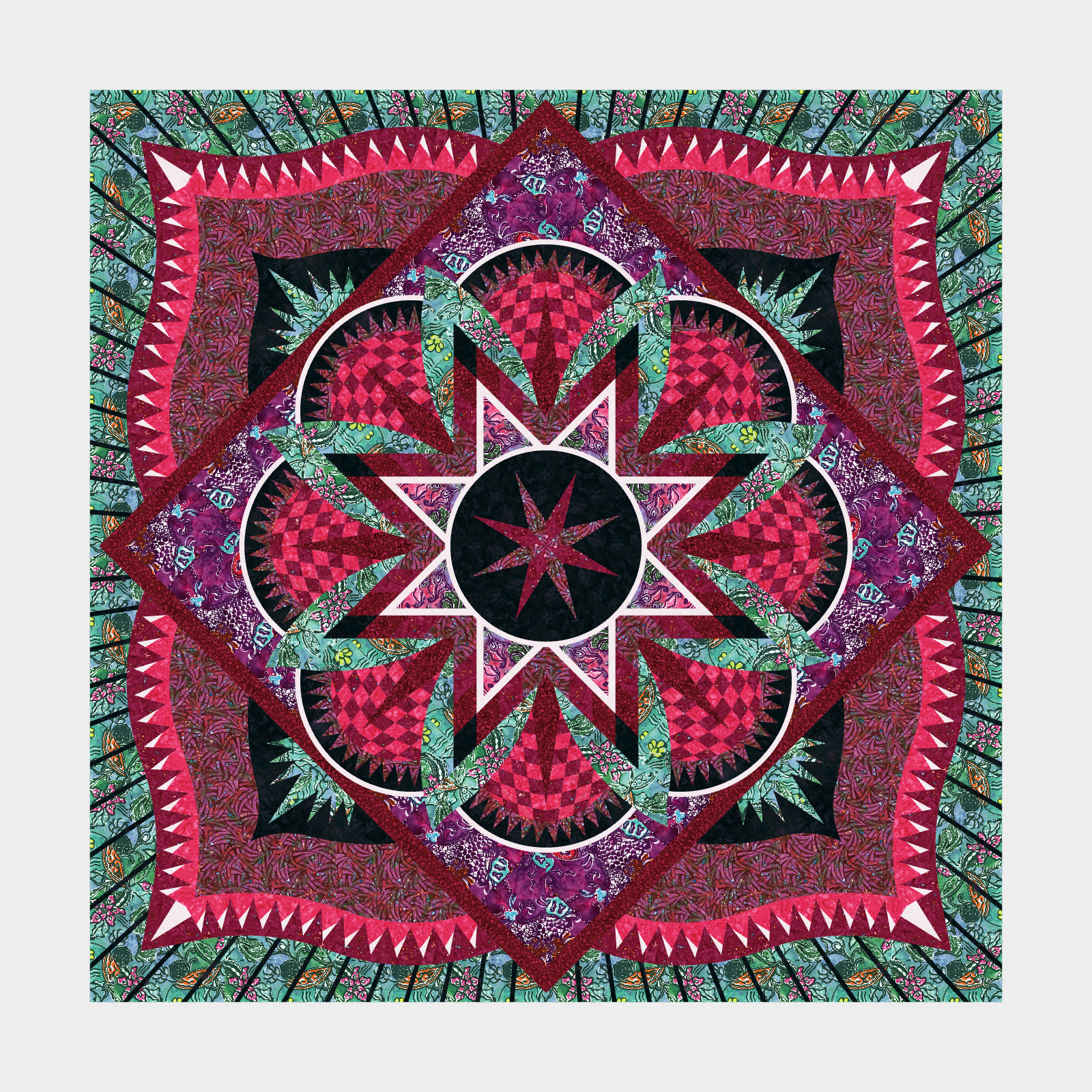 Artisan Traditions King in Riley Blake Expressions Batiks Ruby and Teal