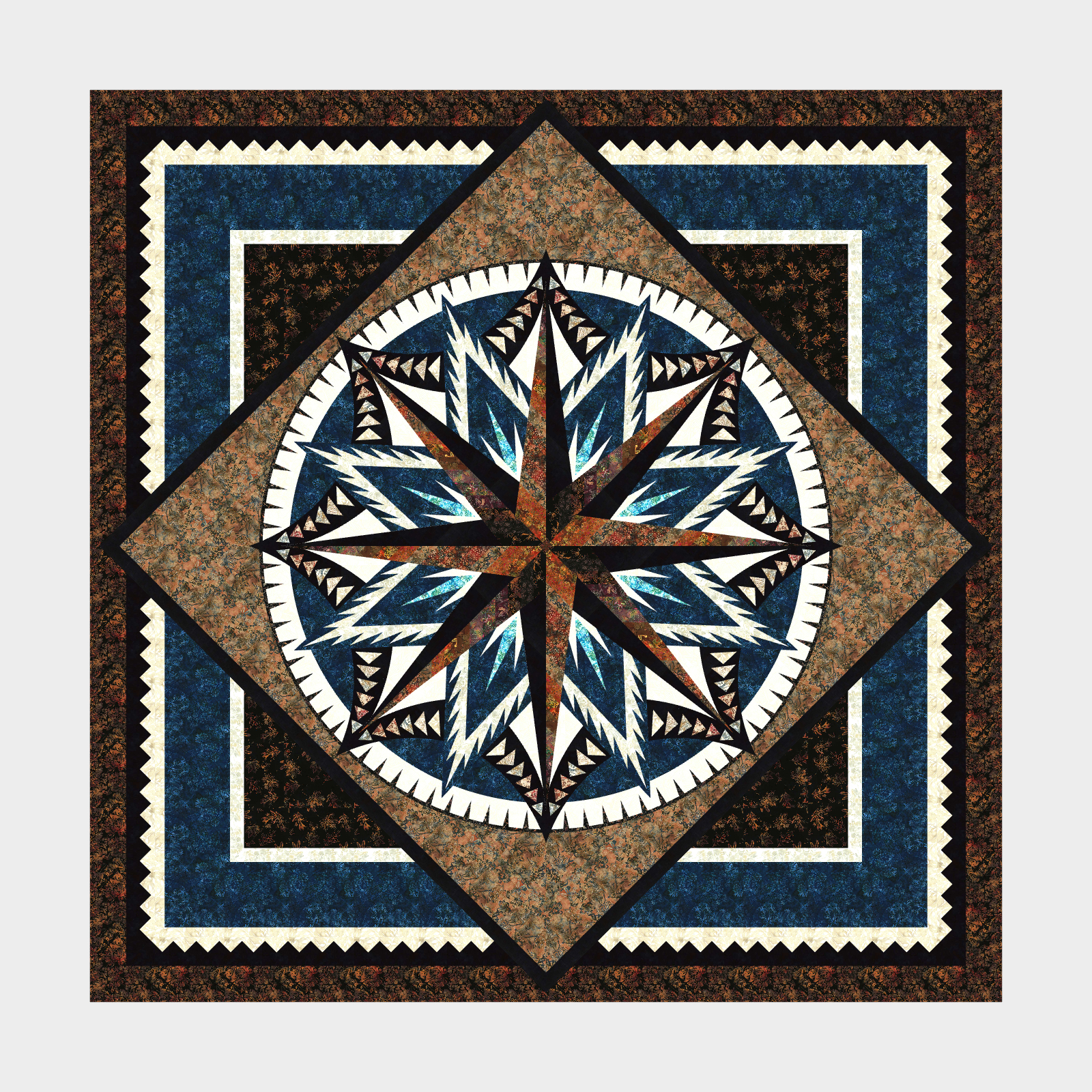 The Captain's Keep King in Hoffman Batiks Cover Quilt