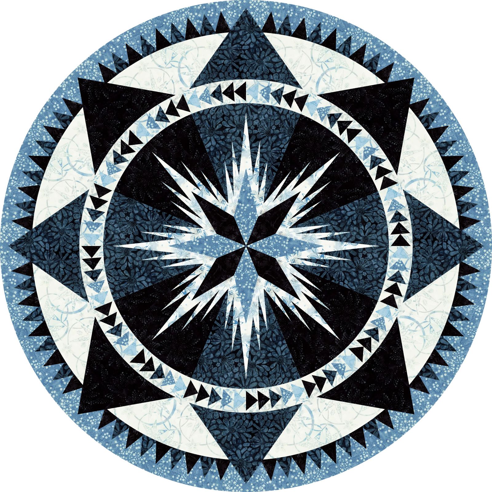 Christmas Celebration Tree Skirt in Cedar and Sleighbells Tonga Batiks by Judy and Judel Niemeyer • 62" Diameter Fabric Only Kit: $130.50 Sale: $104.40 Kit with Replacement Papers: $155.50 Sale: $124.40 Kit with Pattern: $174.00 Sale: $139.20