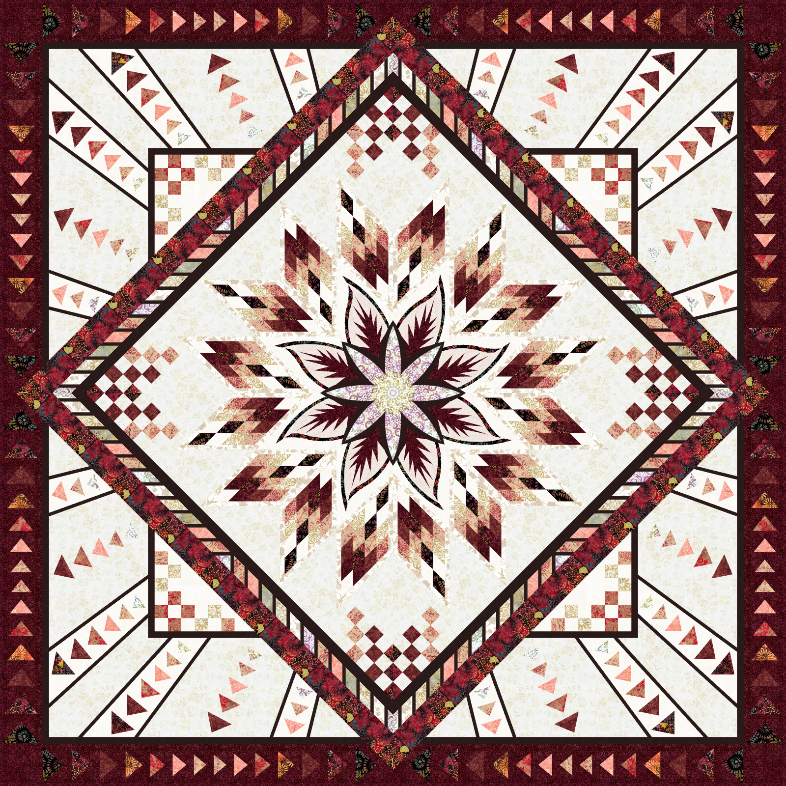 Fancy Flamingo King in Tonga Batiks Apple Basket Collection by Judy and Judel Niemeyer