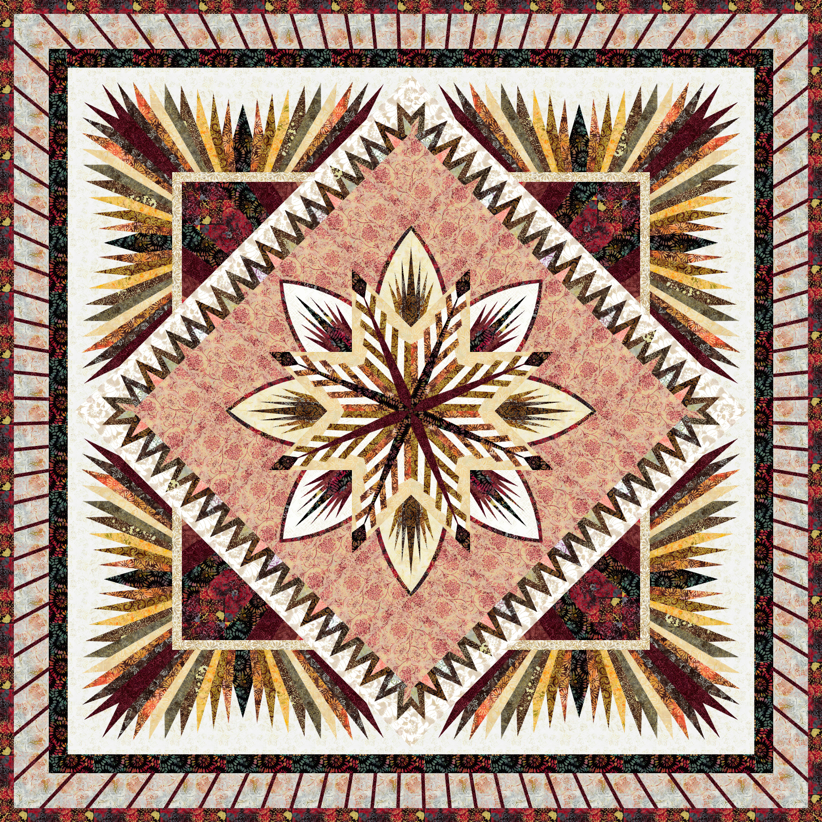 Berry Bramble King in Apple Basket Tonga Batiks