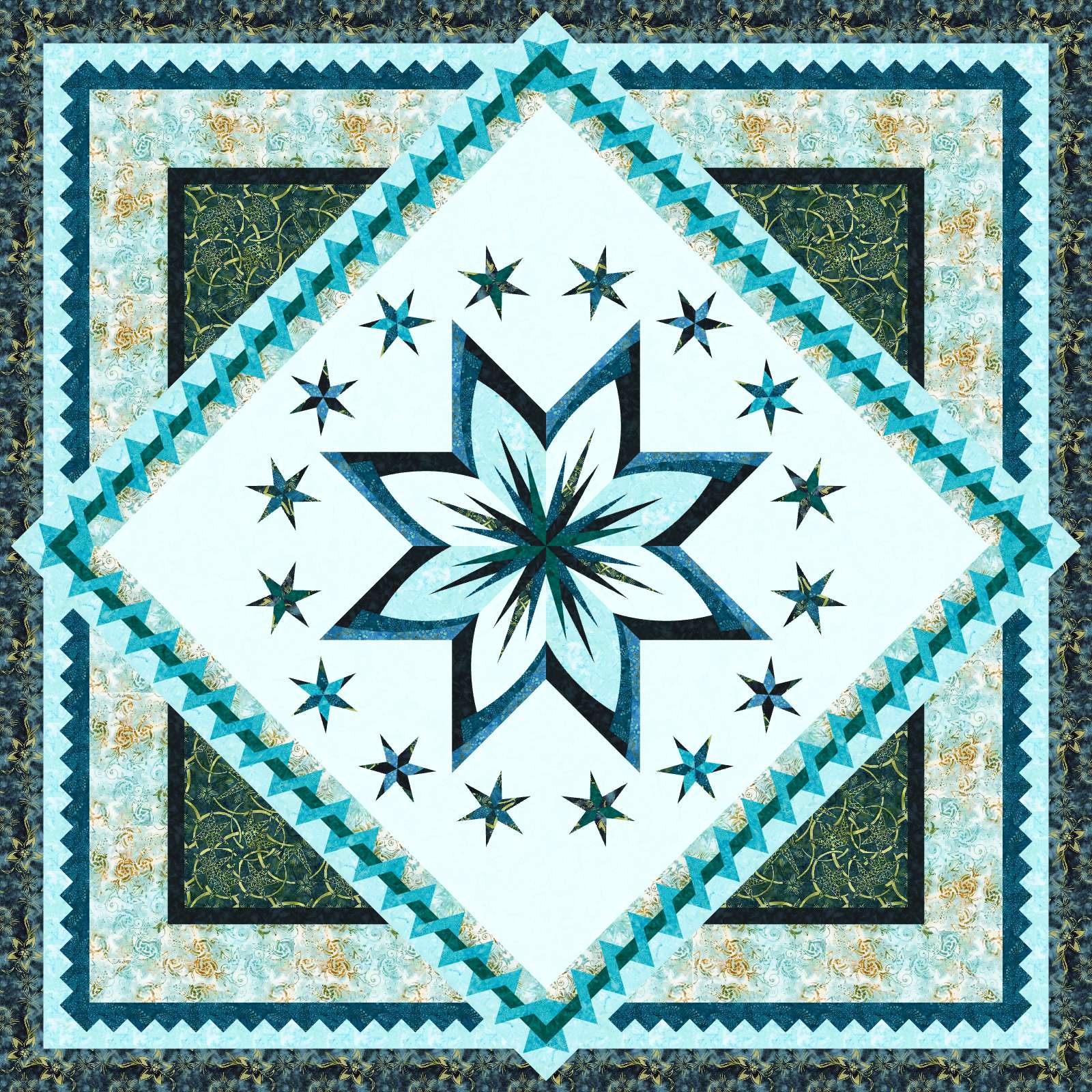 Midnight Safari Teals Quilt Kits Marketplace Quiltworx