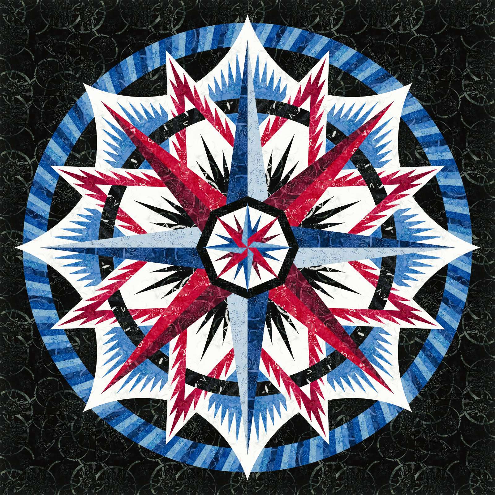 Maritime Compass • 68x68 Sale: $136.50 ($195.00) Fabric Only Sale: $193.55 ($276.50) Kit with Pattern