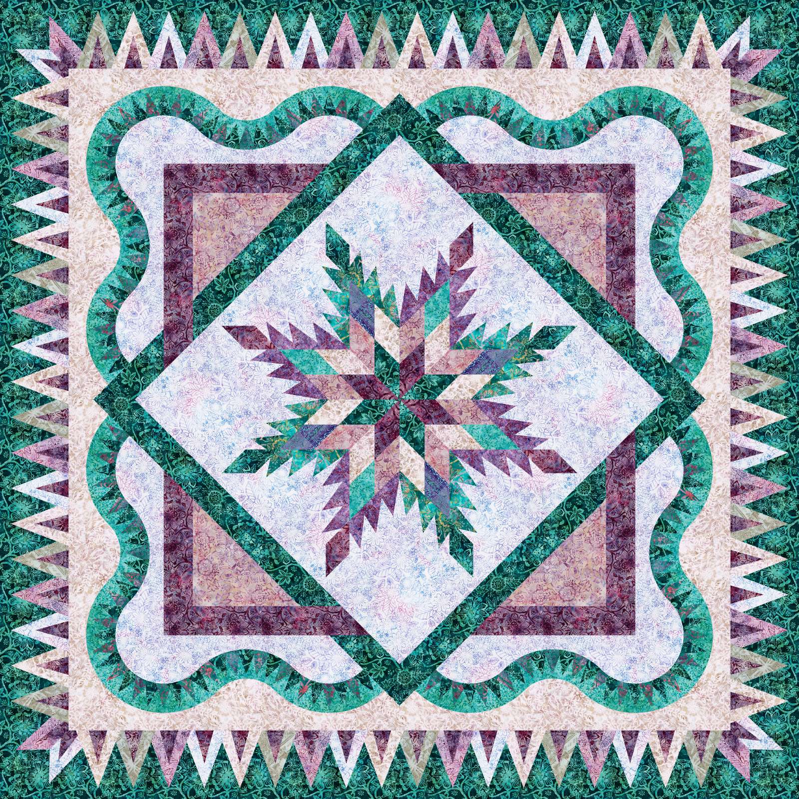 Wintergreen in Frozen Grapes Riley Blake • 68x68 Sale: $136.50 ($195.00) Fabric Only Sale: $163.28 ($233.25) Kit with Replacement Papers Sale: $178.50 ($255.00) Kit with Pattern 