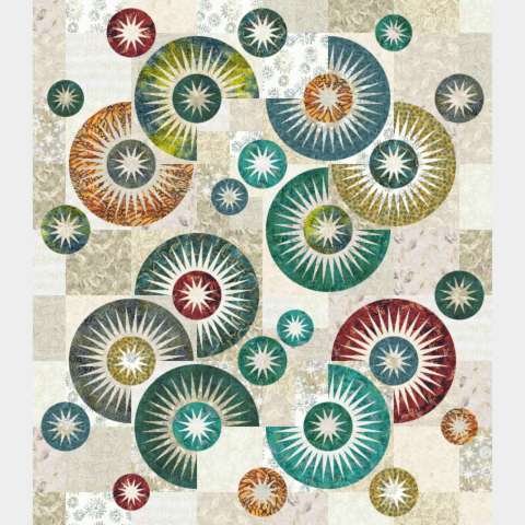 Raindrops Cover Quilt in White Background ~ Tonga Batiks