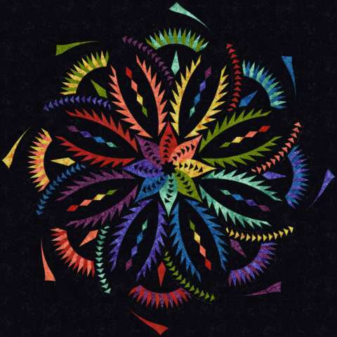 Vintage Rose Wall Quilt in RJR Malam Batiks by Jinny Beyer (Rainbow Option) Yardage for Black is correct.  Rainbow fabrics 3/4 yard each.