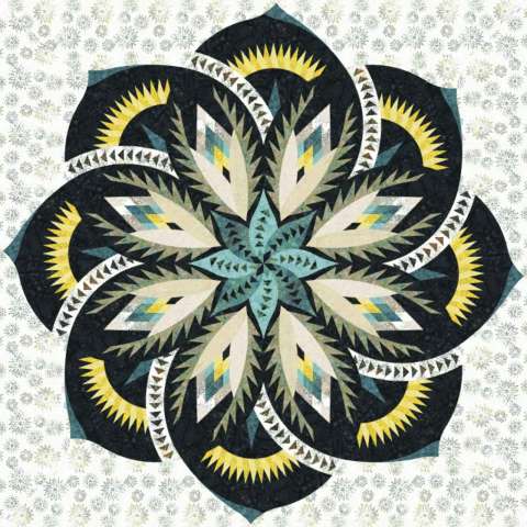 Vintage Rose Wall Quilt Peacock and Copper