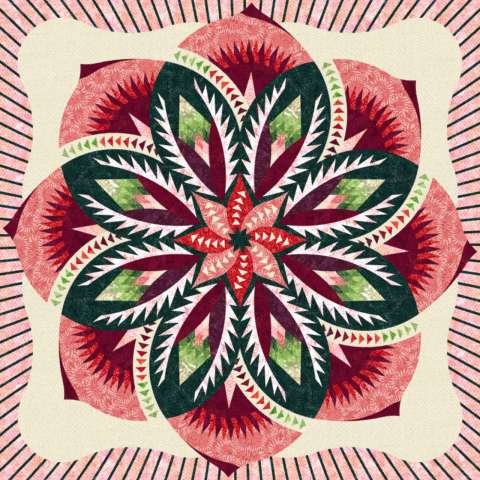 Vintage Rose Wall in Hoffman Spring Batiks