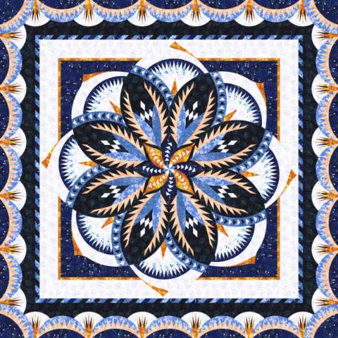 Vintage Rose Queen in Hoffman Batiks (Blue)