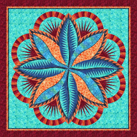 Fire Island Hosta Wall Quilt Java Batik Brights by Maywood Studio