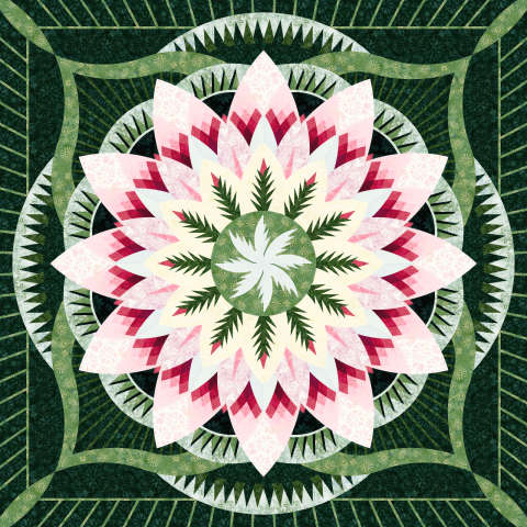 Emerald and Wallflowers Wall Quilt Dahlia Timeless Treasures