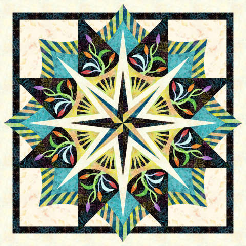Rain Forest Blossoms in Timeless Treasures 68 in x 68 in Wall