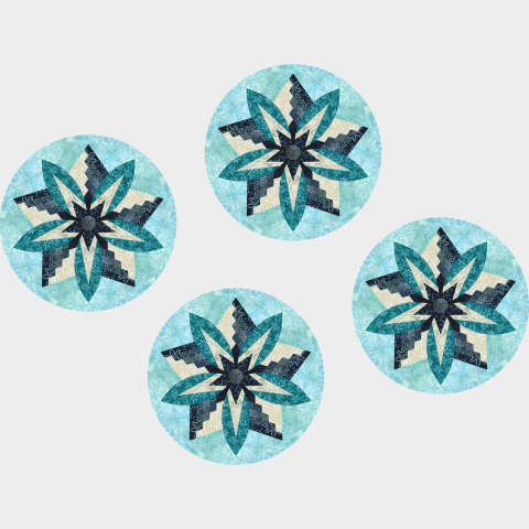 Four Rustic Mountain Snowflakes in Montana Sapphire by Timeless Treasures