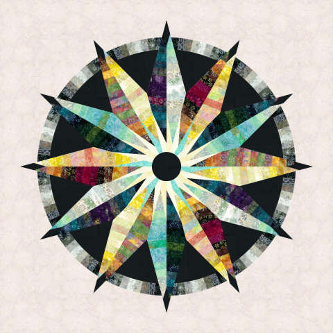 Sundial in Sunset Quiltworx Strip Set by Timeless Treasures 68 in x 68 in