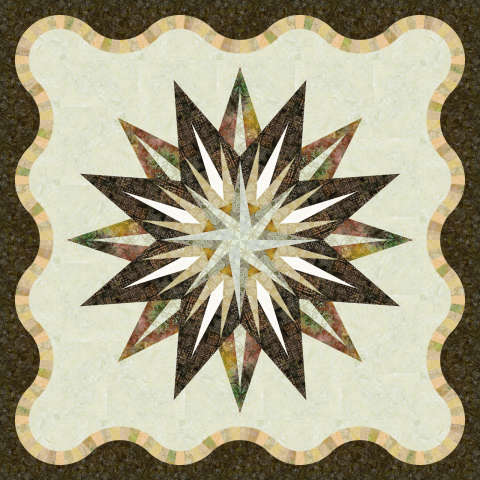 Vintage Compass in Gunpowder Tonga Batiks