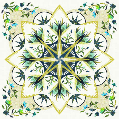 Valley Blossoms Cover Quilt River Valley Collection from Island Batik