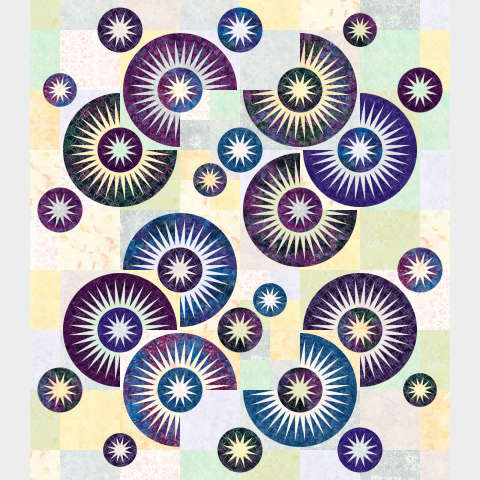 Raindrops Light with Purples and Pastels 1 Left • 70x80 $205.00 Fabric Only $240.00 Kit with Pattern