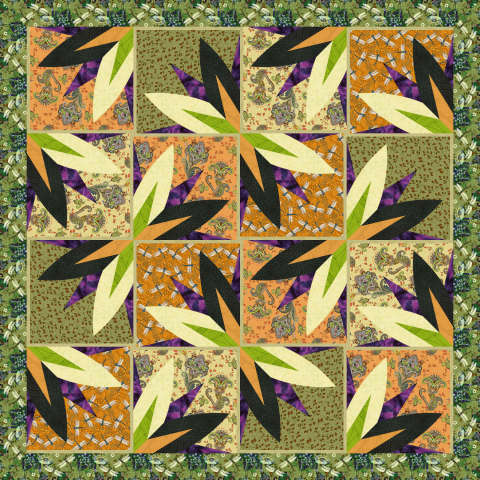 Dragonflies and Butterflies Island Batik 72 inch Square
