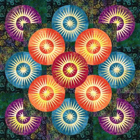 Solar Flares • 72x72 $191.00Fabric Only Sale: $205.28 ($235.50) Kit with Pattern 