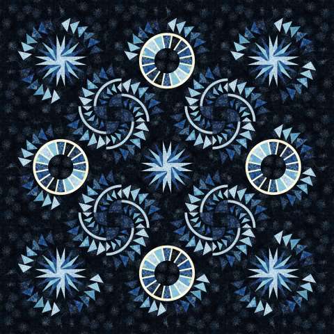 Riptides in Blueberry Tart Mini Collection • 66x66 $205.00 Fabric Only $285.00 Kit with Pattern